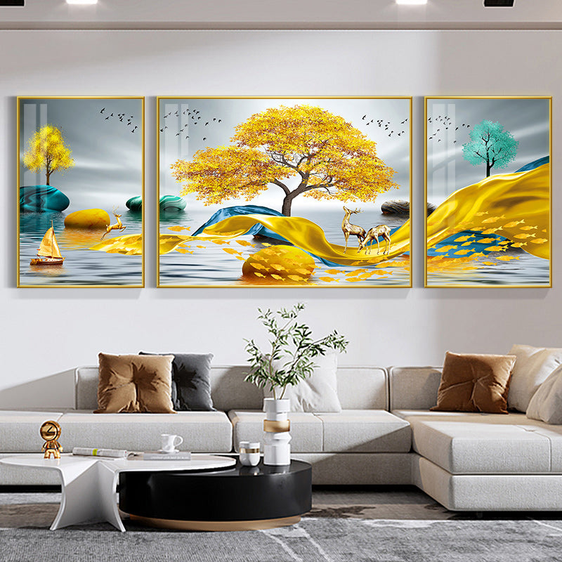 3in1  Natural Landscape Crystal Porcelain Wall Painting