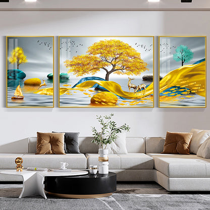 3in1  Natural Landscape Crystal Porcelain Wall Painting