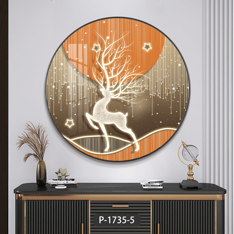 High-end round apricot Abstract Landscape Crystal Porcelain Painting decorative