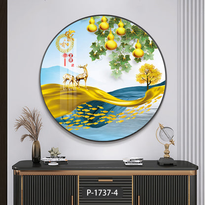 High-end The animals  crystal porcelain painting round apricot decorative painting