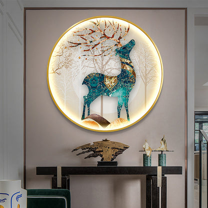 High-end The animals  crystal porcelain painting round apricot decorative painting