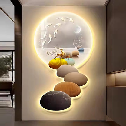 Creative circular crystal ceramic wall hanging lamp for landscape scenery LED