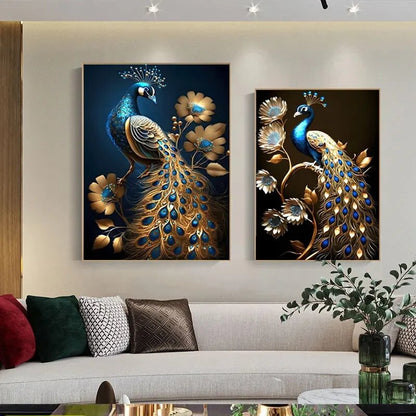 Luxurious peacock crystal porcelain painting Decorative art LED