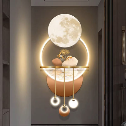 Abstract scene deer decoration wall art hanging lamp LED
