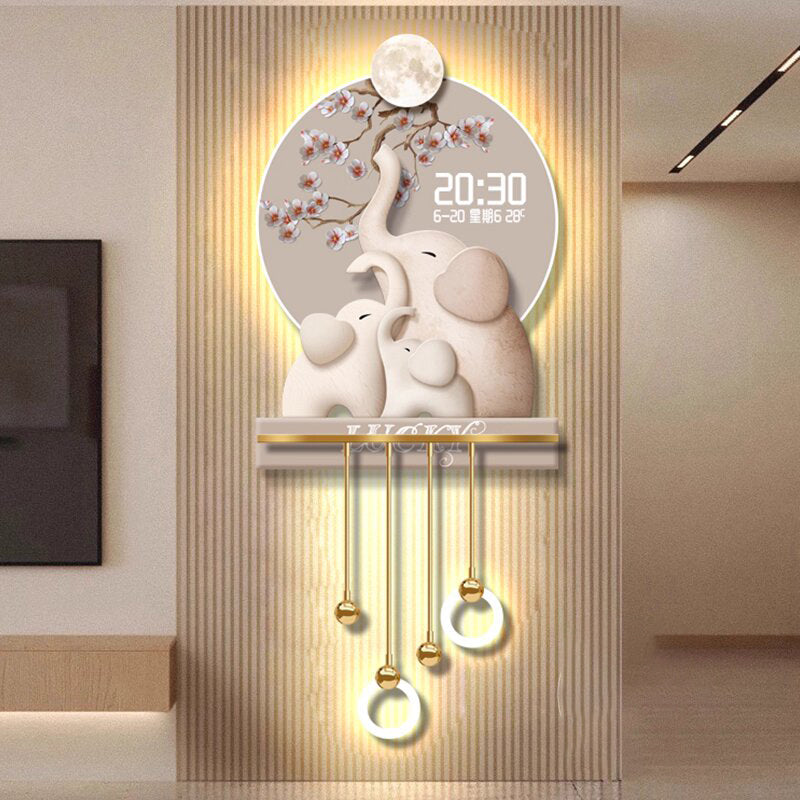 Abstract scene 3D Elephant mother and elephant baby decorative murals hanging LED