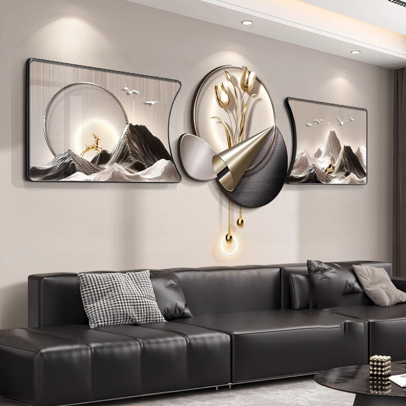 Light luxury metal clock Simple yet luxurious Creative Clock creative design decoration wall painting clock