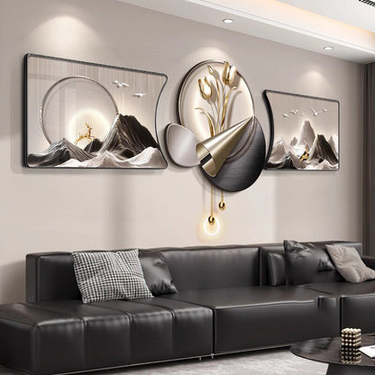 Light luxury metal clock Simple yet luxurious Creative Clock creative design decoration wall painting clock