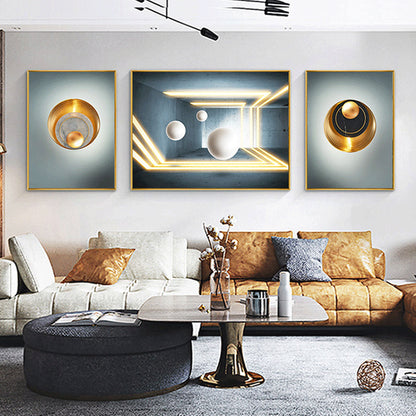 3 in1 Nordic Abstract 3D geometric pattern graphics Crystal Porcelain painting ART