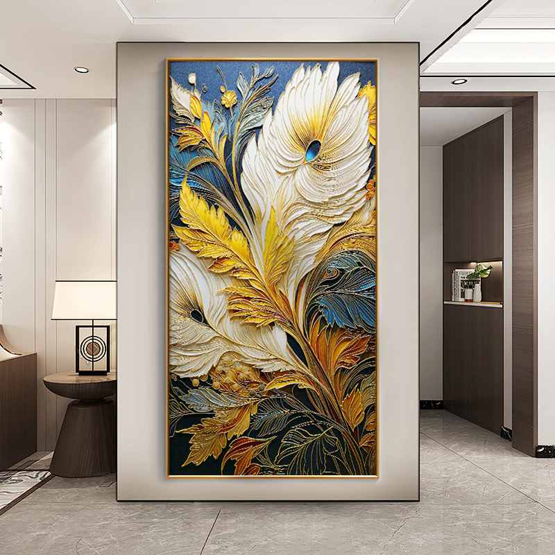 Modern Abstract Color Contrasting Visual Art Crystal Porcelain Painting LED