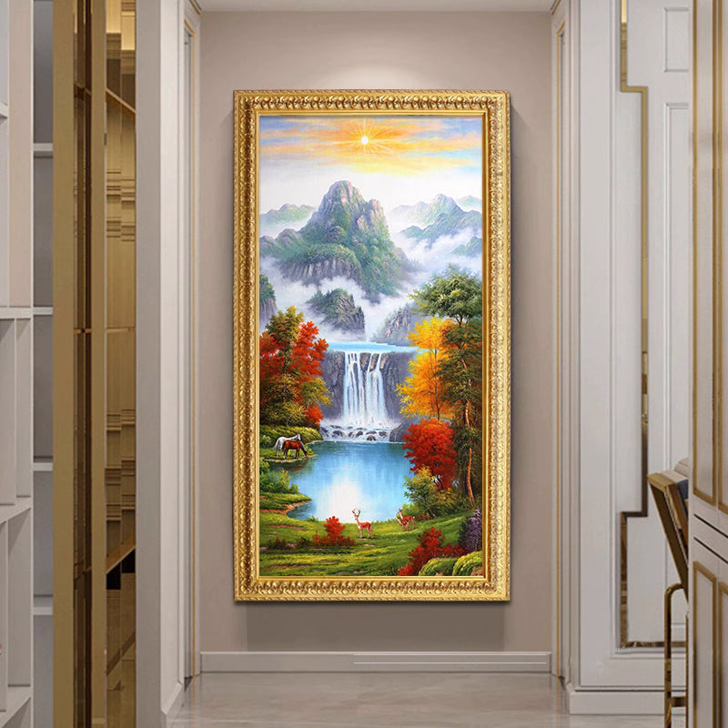 Colorful landscape wall Art crystal porcelain painting Decorative LED