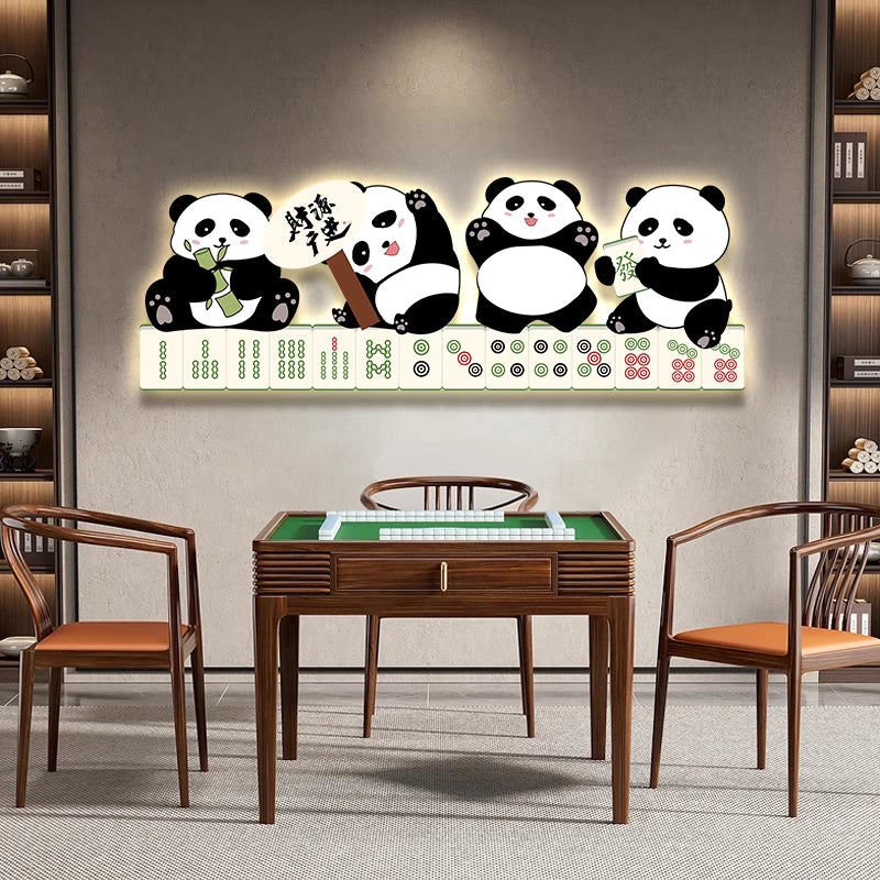 Abstract panda 3D Green plants decorative murals hanging LED
