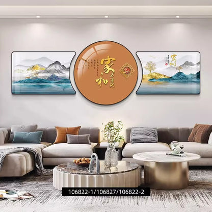 Circle 3in1 Abstract Landscape Crystal Porcelain Decorative wall Painting art