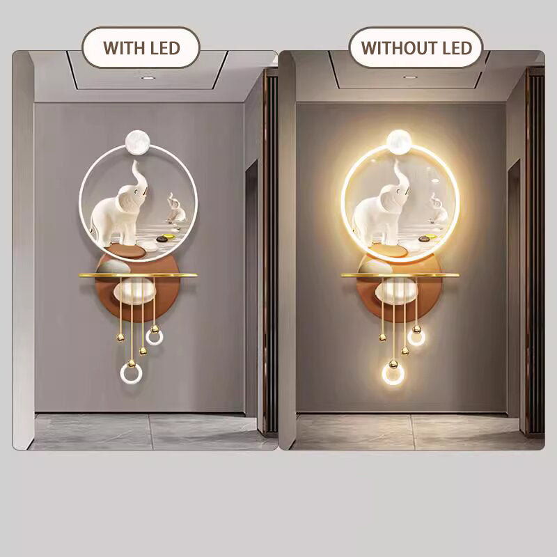 Abstract scene 3D Elephant mother and elephant baby decorative murals hanging LED