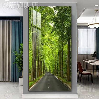 Modern Green plant landscape crystal porcelain wall painting LED