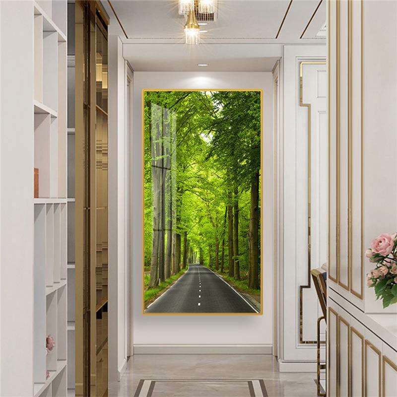 Modern Green plant landscape crystal porcelain wall painting LED