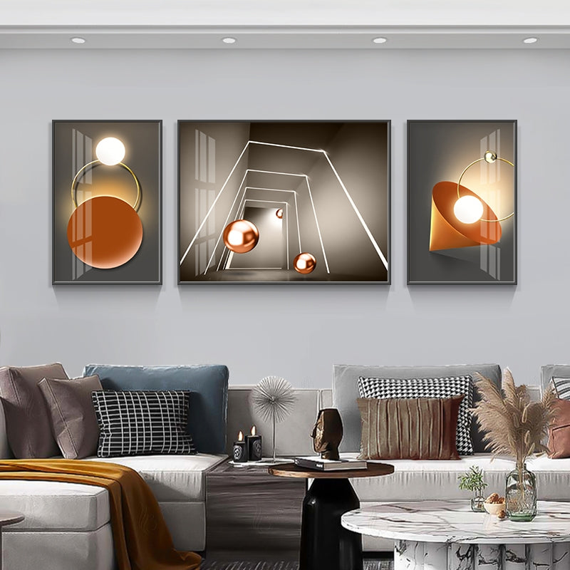 3 in1 Nordic Abstract 3D geometric pattern graphics Crystal Porcelain painting ART