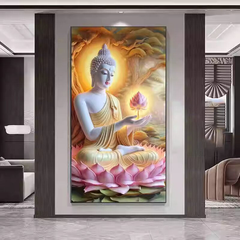 Luxurious Crystal Porcelain Paintings of God Statues LED wallart