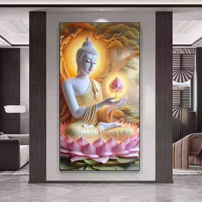 Luxurious Crystal Porcelain Paintings of God Statues LED wallart