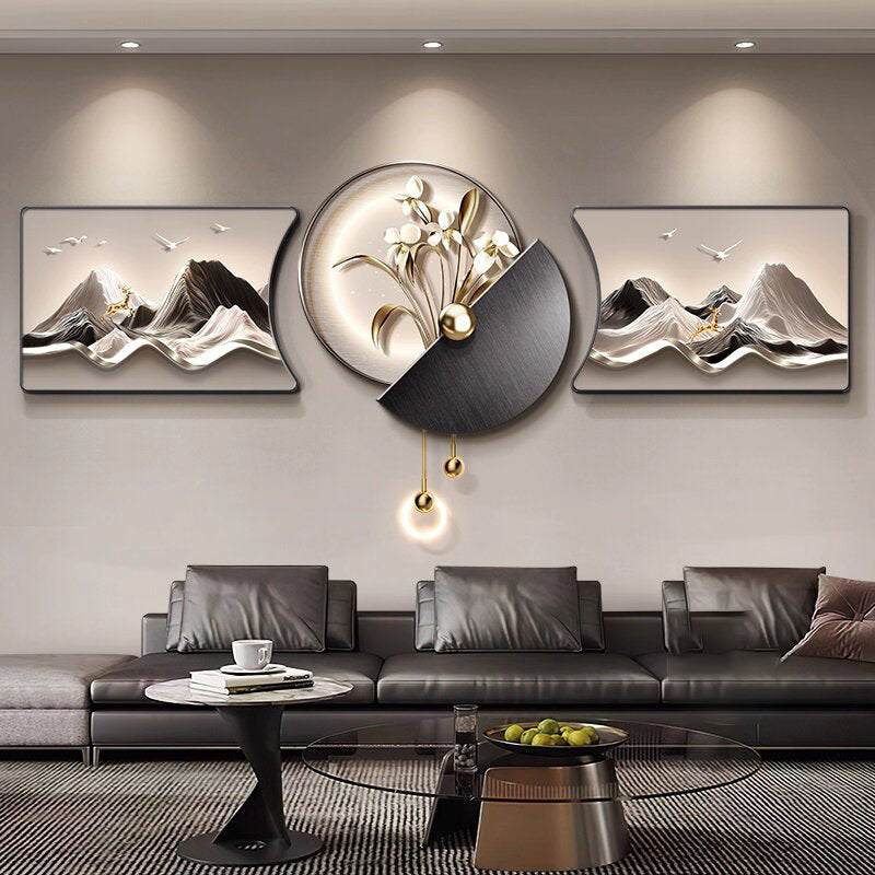 Light luxury metal clock Simple yet luxurious Creative Clock creative design decoration wall painting clock