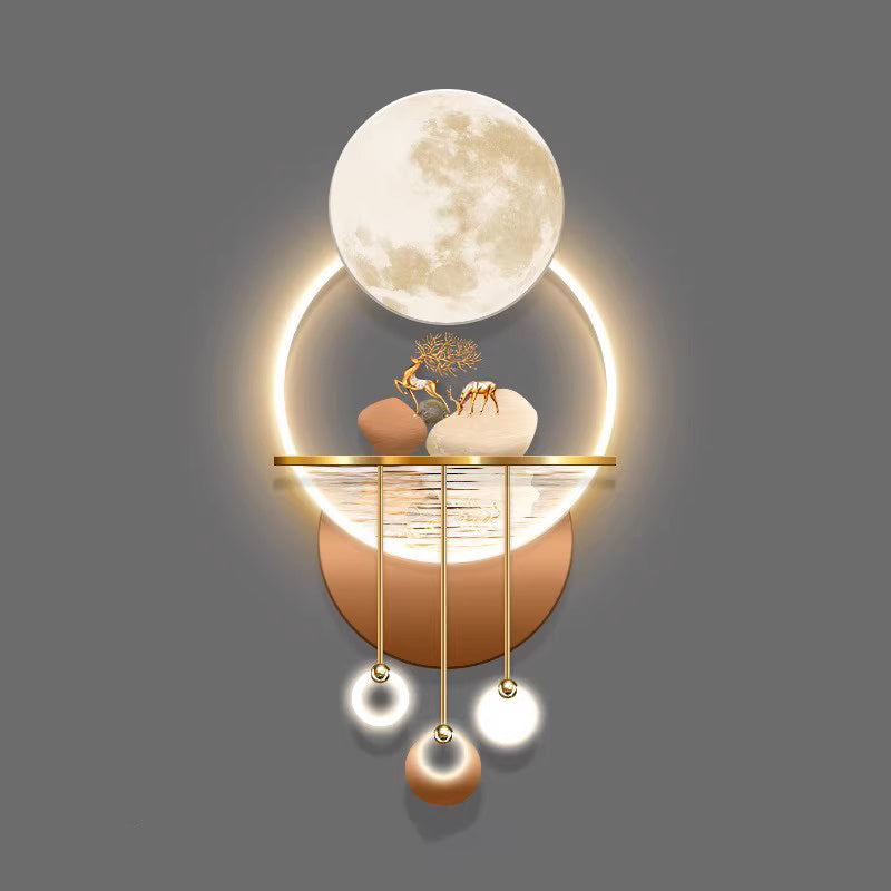 Abstract scene deer decoration wall art hanging lamp LED