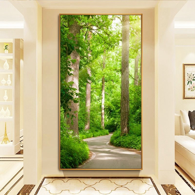 Modern Green plant landscape crystal porcelain wall painting LED