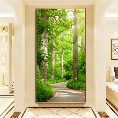 Modern Green plant landscape crystal porcelain wall painting LED