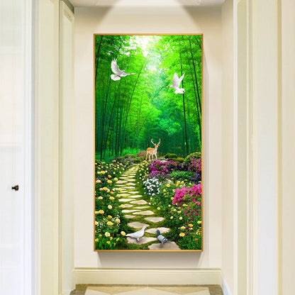 Modern Green plant landscape crystal porcelain wall painting LED