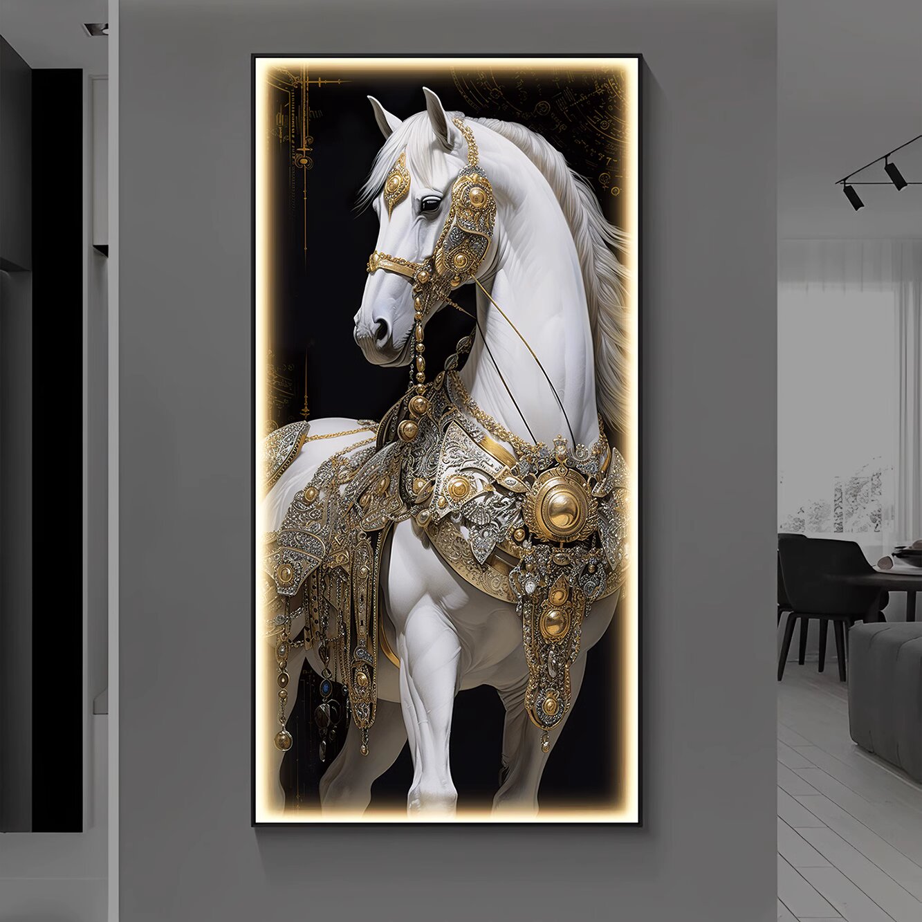 Abstract horse 3D decorative murals hanging LED Crystal Porcelain Painting