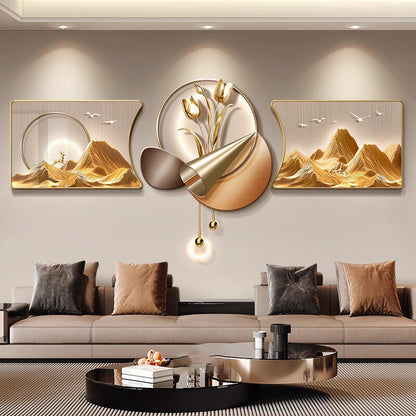 Light luxury metal clock Simple yet luxurious Creative Clock creative design decoration wall painting clock