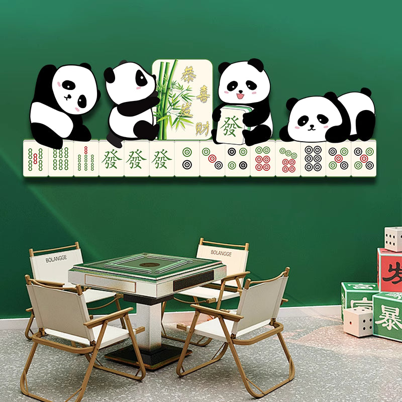Abstract panda 3D Green plants decorative murals hanging LED