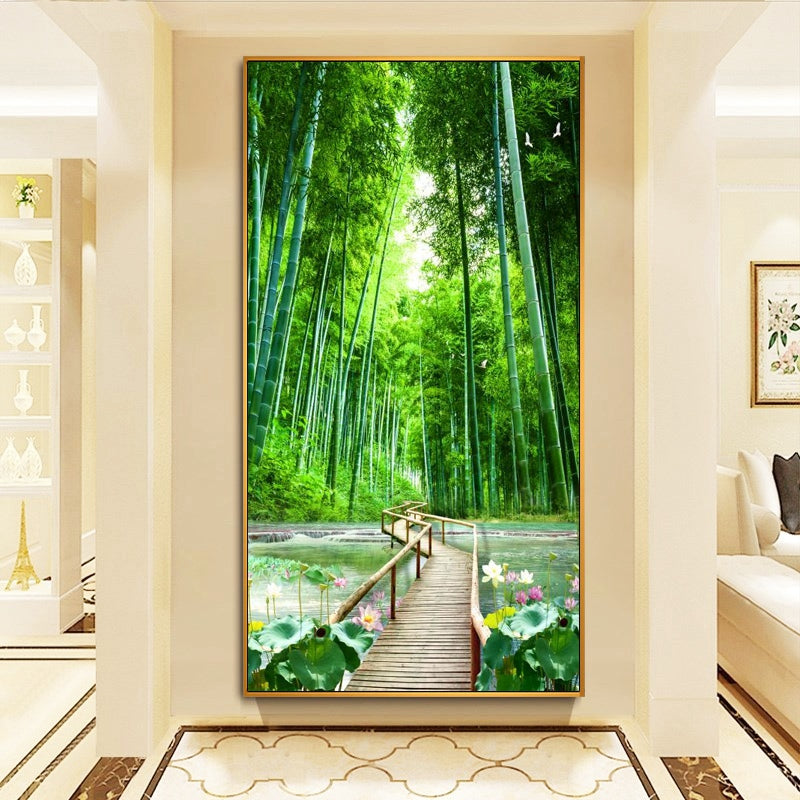 Green plant landscape wall crystal porcelain painting