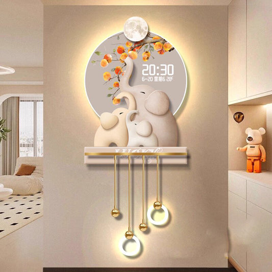Abstract scene 3D Elephant mother and elephant baby decorative murals hanging LED