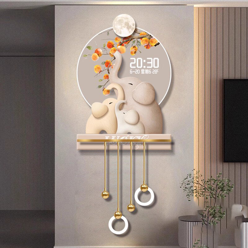 Abstract scene 3D Elephant mother and elephant baby decorative murals hanging LED