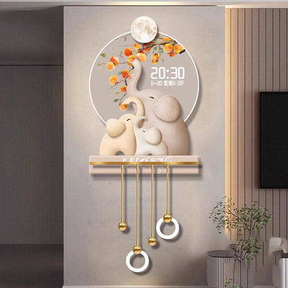 Abstract scene 3D Elephant mother and elephant baby decorative murals hanging LED