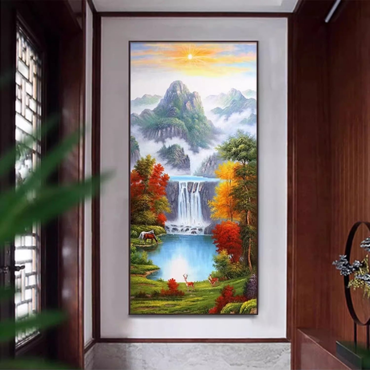 Colorful landscape wall Art crystal porcelain painting Decorative LED