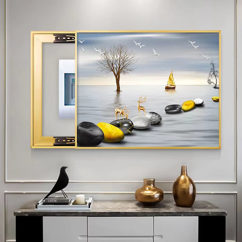 Electric Meter Box Cover | Creative Landscape Electric Meter Box Crystal Porcelain Painting