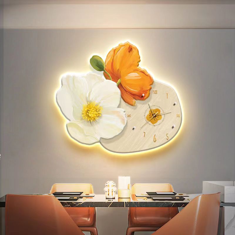 Flower wall clock decoration art lamp LED
