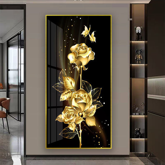 Crystal porcelain painting decoration wall Painting Decorative  golden flowers