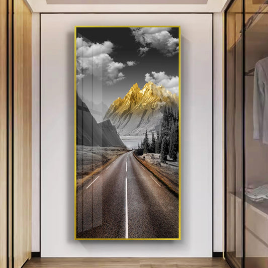 Crystal porcelain painting decoration wall Painting Decorative  golden mountain