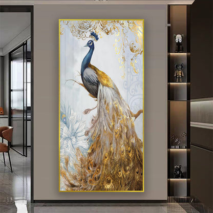 Crystal porcelain painting decoration wall Painting Decorative  gold peacock