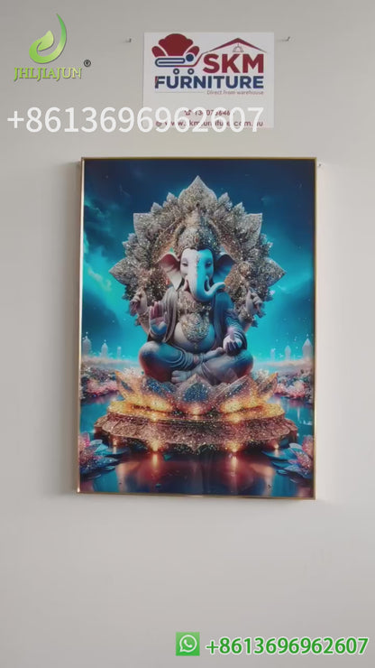 Abstract Indian statue elephant crystal porcelain painting Wallart Decorative art LED