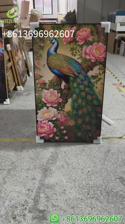 Modern Luxurious peacock crystal porcelain painting LED home decorative