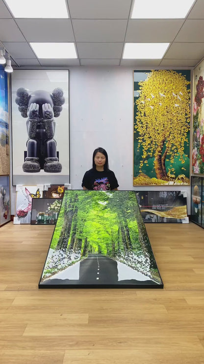 Modern Green plant landscape crystal porcelain wall painting LED