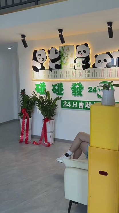 Abstract panda 3D Green plants decorative murals hanging LED