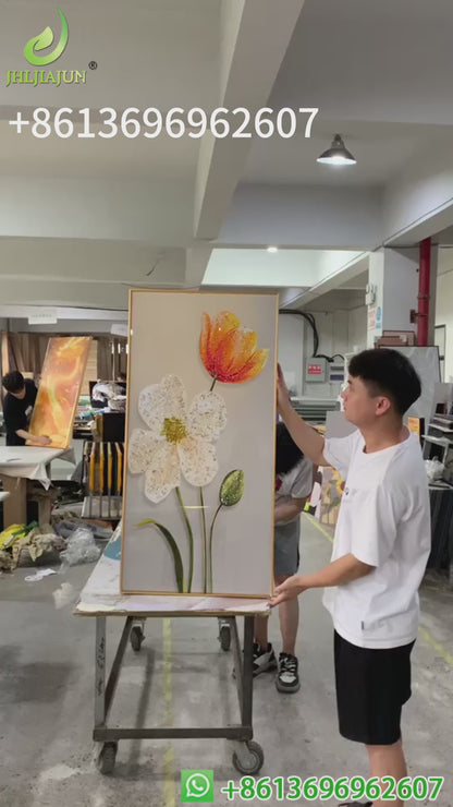 Exquisite Landscape plants Crystal Porcelain Wall Painting LED