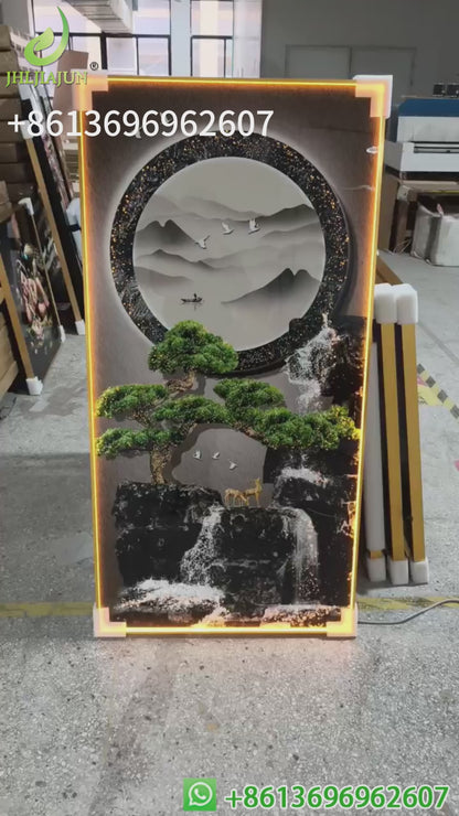 Modern Abstract Landscape LED Crystal Porcelain Wall Decorative Painting