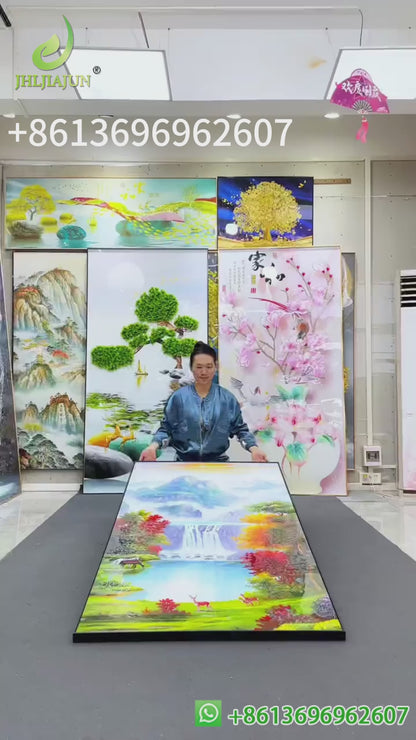 Colorful landscape wall Art crystal porcelain painting Decorative LED