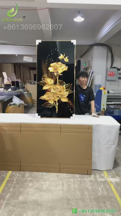 Crystal porcelain painting decoration wall Painting Decorative  golden flowers