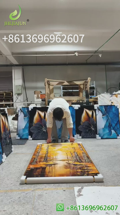 Autumn Maple Leaves golden tree Wall wall Painting Decorative art LED