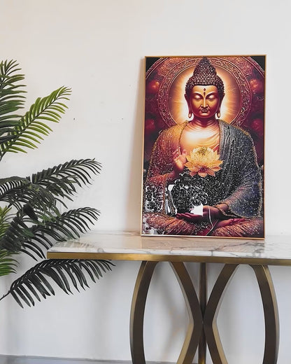 Luxurious Buddha Crystal Porcelain Painting wall Decorative art LED